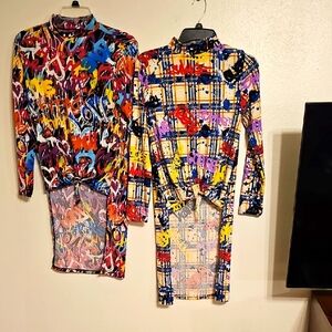 Vintage Harlem Colorful Graffiti and Plaid Tops